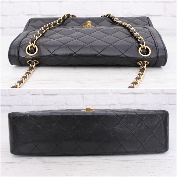 Chanel Paris Limited Two Tone Double Flap Black Lambskin Leather Shoulder A5106 - Picture 10 of 12
